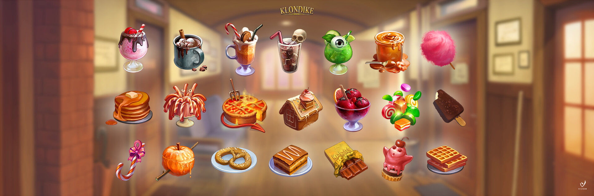 Иконки десертов в Klondike.
