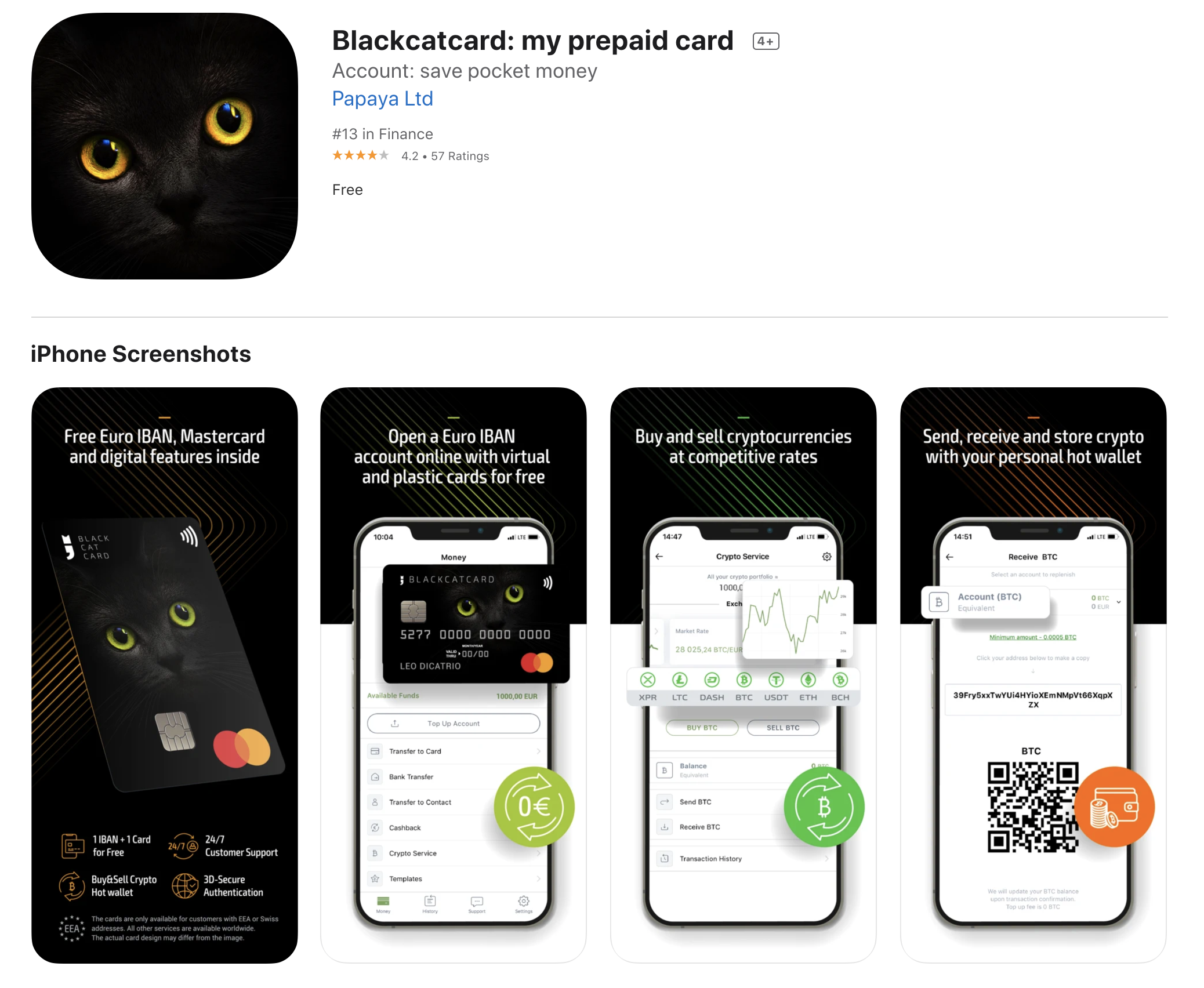 Black cat card. Спроектировал приложение для европейских банков.