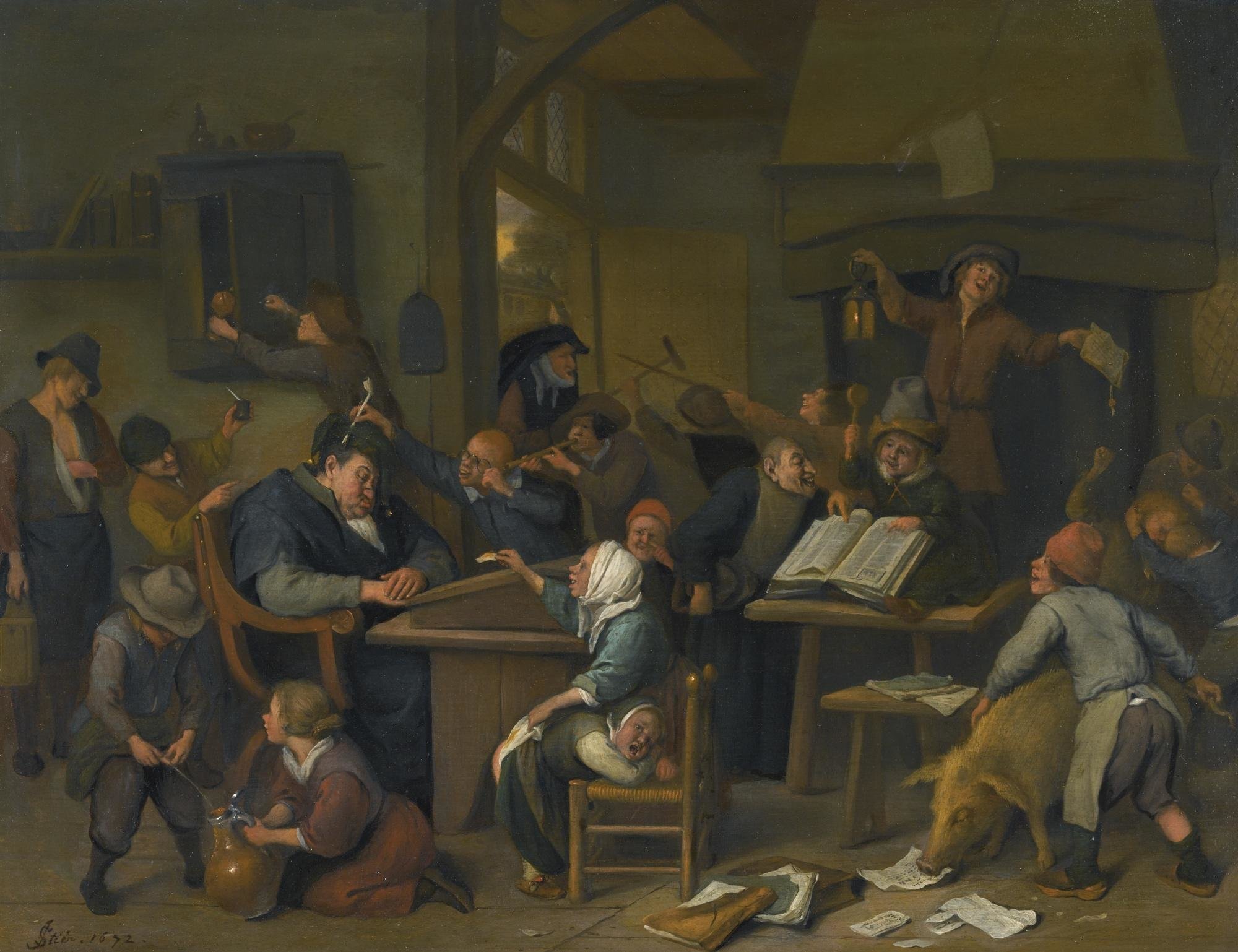 Класс художник картины. Ян стен (1626–1679) "спящий учитель". Класс со спящим учителем Ян стен 1672 год. Голландский художник Ян стен. Ян стен класс со спящим учителем.