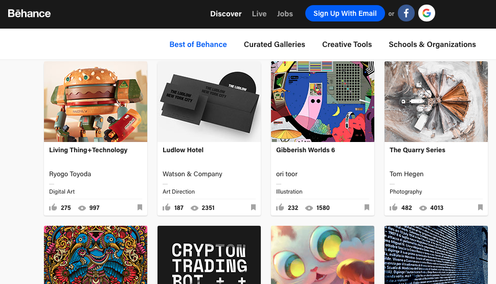 Как создать проект на behance